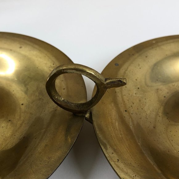 Vtg Brass Interlocking Candleplate Candlestick - Picture 3 of 8